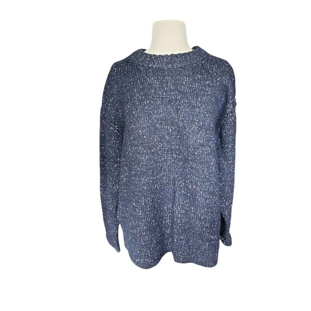 J. Crew Heritage Crewneck Pullover Sweater Womens M Navy Cotton Wool Alpaca Cozy